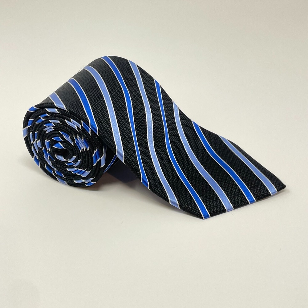 Sean John Black Striped Silk Tie Necktie